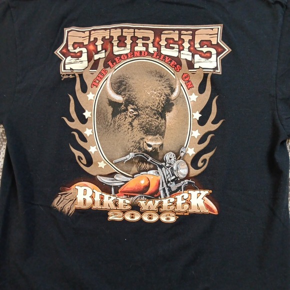 Harley-Davidson Other - Harley Davidson T-shirt LARGE VTG Sturgis 2006 Buffalo PUFF INK John Lear Signed